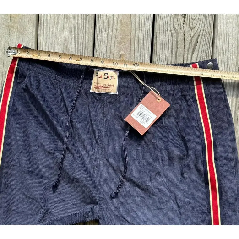 Men’s Mitchell & Ness Fred Segal Corduroy Tearaway Pants Navy Size 2XL $218 - Picture 13 of 14